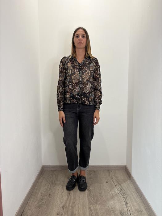 Camicetta stampata in voile semitrasparente