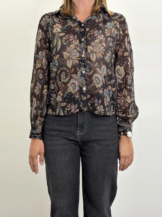 Camicetta stampata in voile semitrasparente