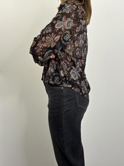 Camicetta stampata in voile semitrasparente