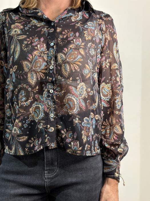 Camicetta stampata in voile semitrasparente