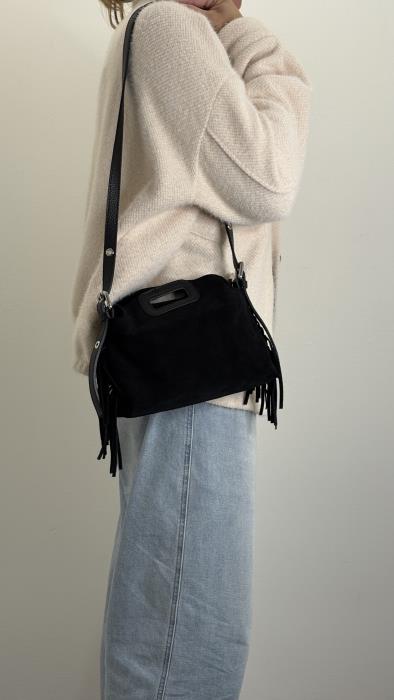 Mini bag vera pelle con frange