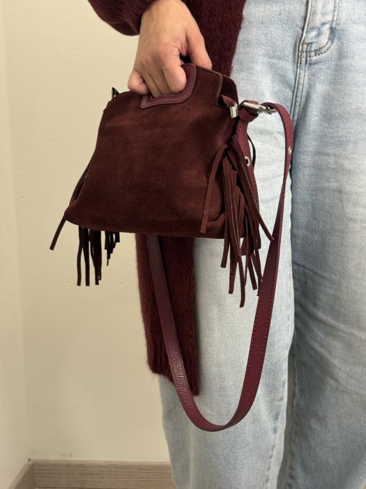 Mini bag vera pelle con frange