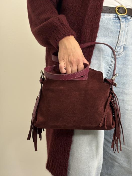 Mini bag vera pelle con frange