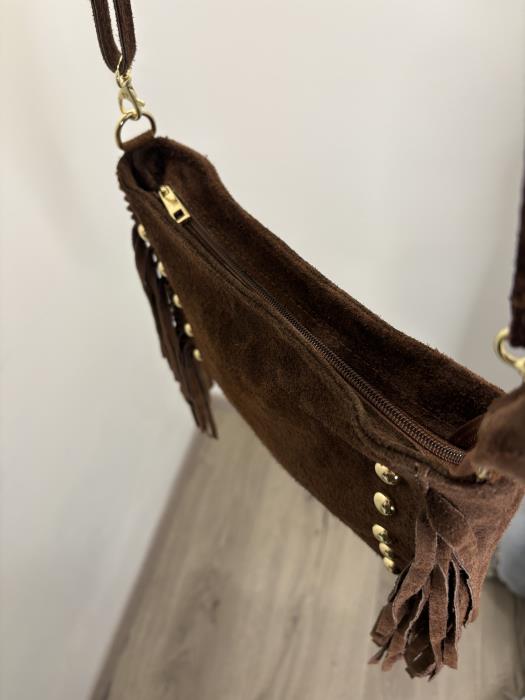 Borsa vera pelle con frange