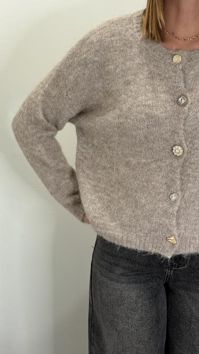 Cardigan con bottoni gioiello