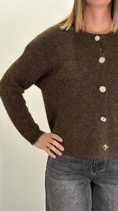 Cardigan con bottoni gioiello