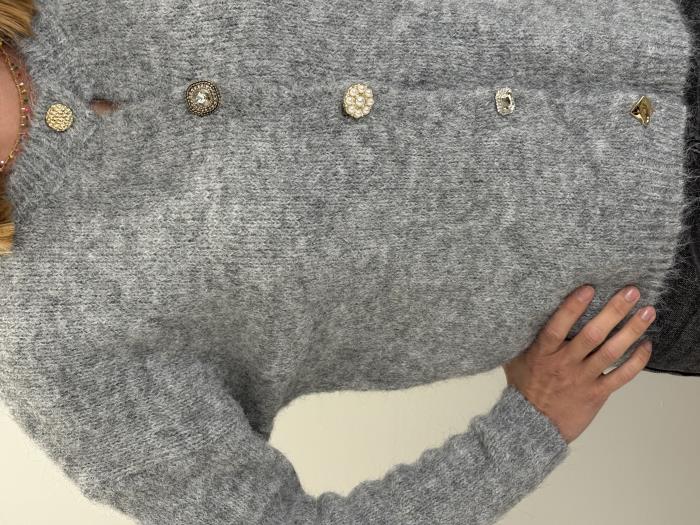 Cardigan con bottoni gioiello