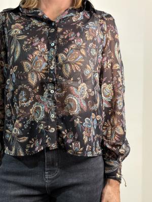 Camicetta stampata in voile semitrasparente