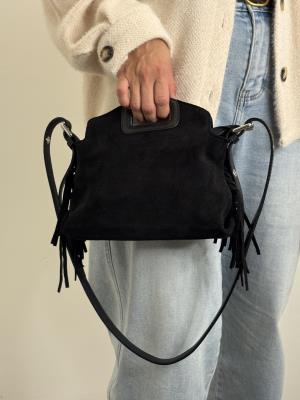 Mini bag vera pelle con frange