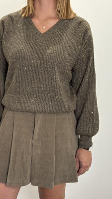 Maglione scollo a V e paillettes 